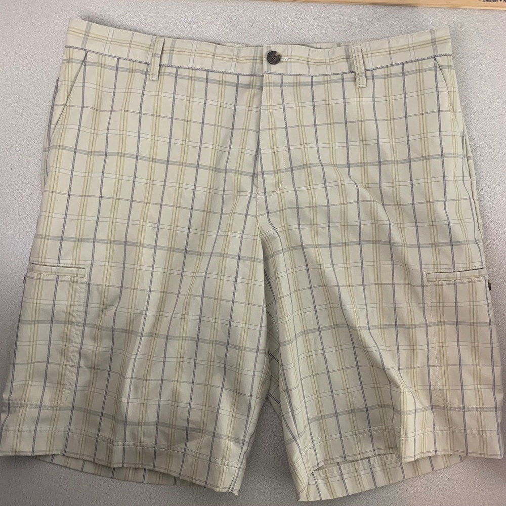 Adidas Golf Shorts Mens 38 Tan Plaid Stretch Performance P15613